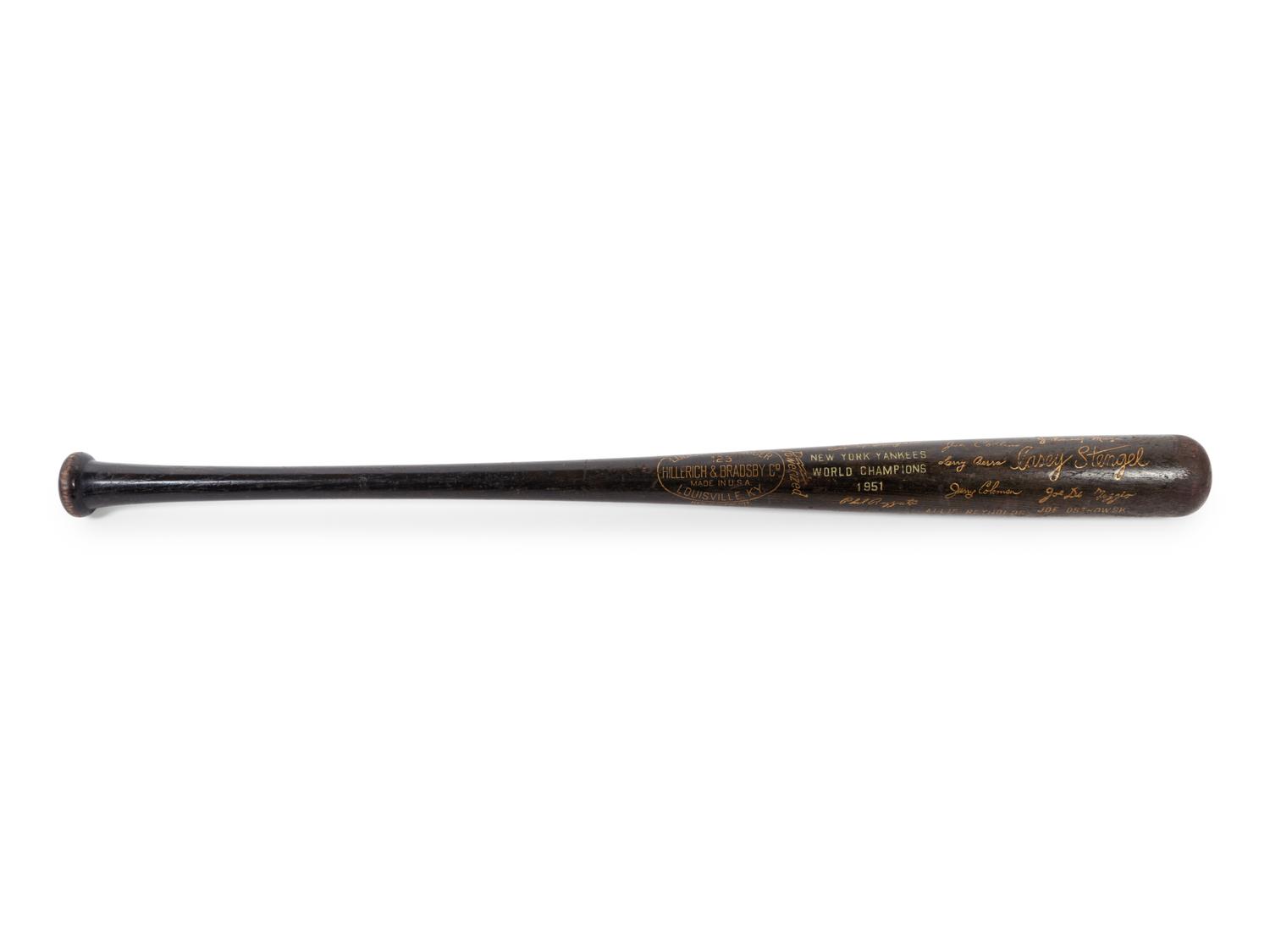 A 1951 New York Yankees World Series Champions Presentation Black Bat,