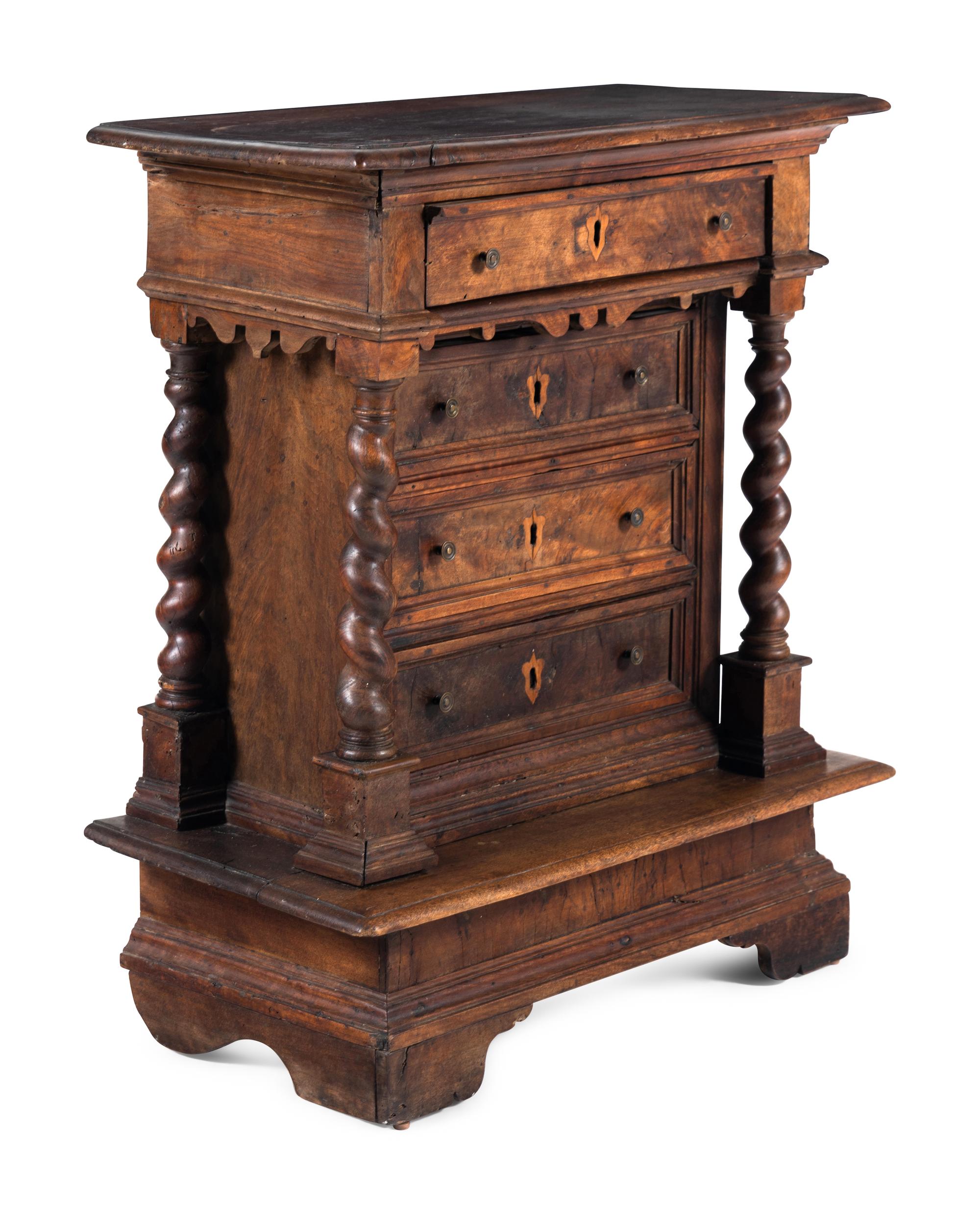 A Spanish Baroque Walnut Side Chest