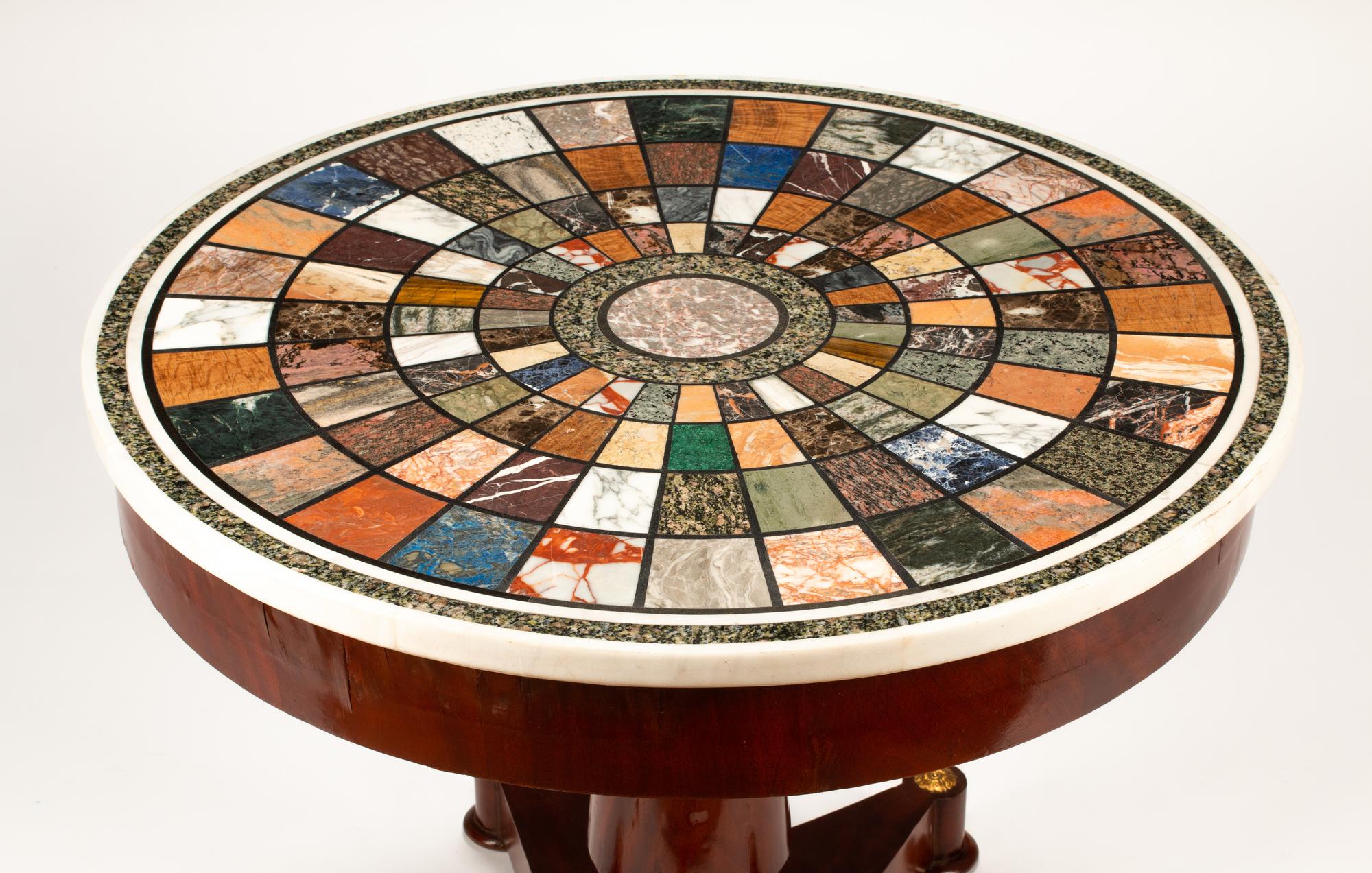 An Empire Style Mahogany Table with a Specimen Marble Top