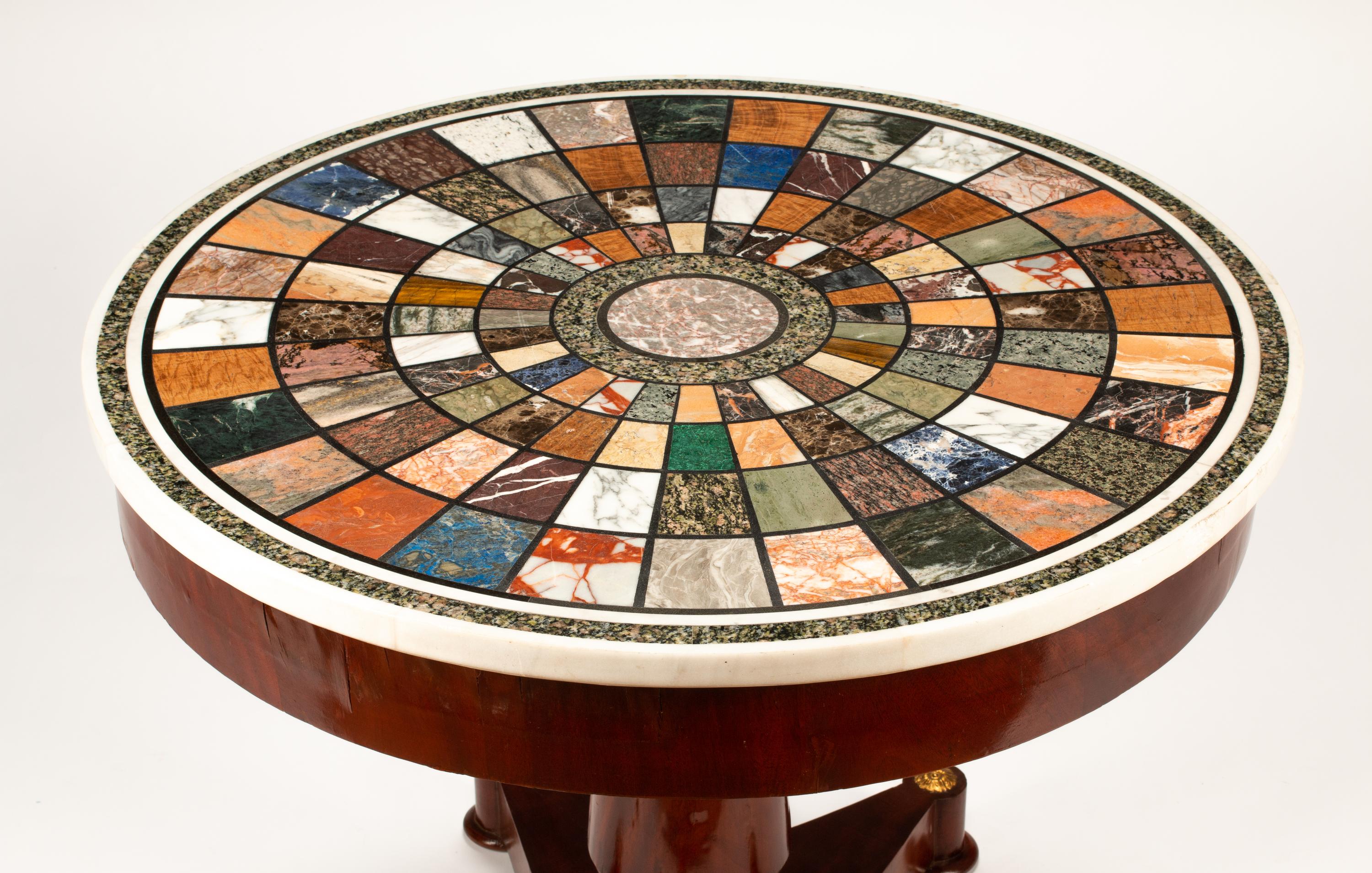 An Empire Style Mahogany Table with a Specimen Marble Top
