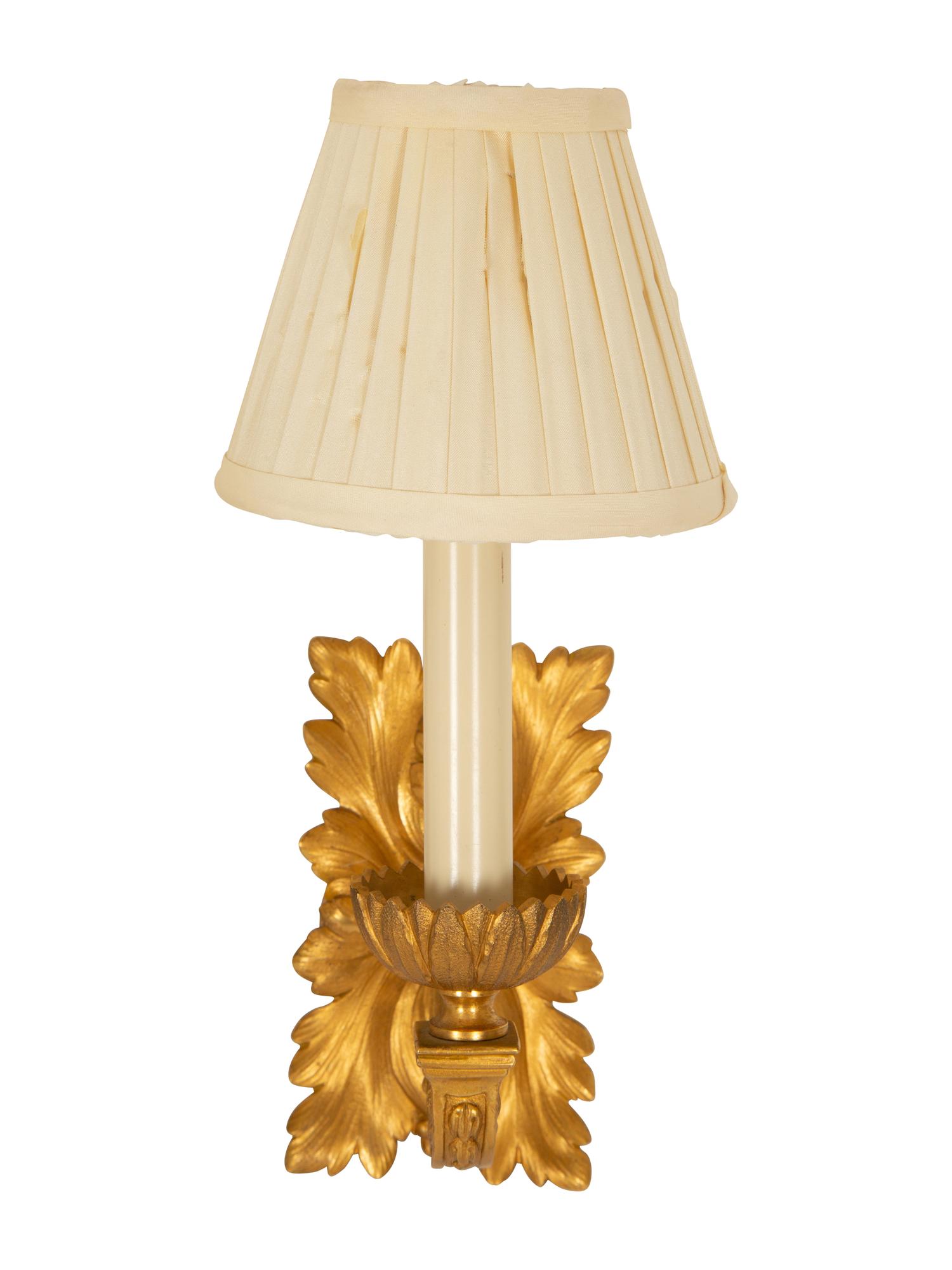 A Pair of Gilt Bronze Single-Light Sconces