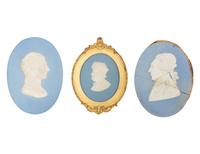 Three Wedgwood Japserware Portrait Plaques of Famous Americans