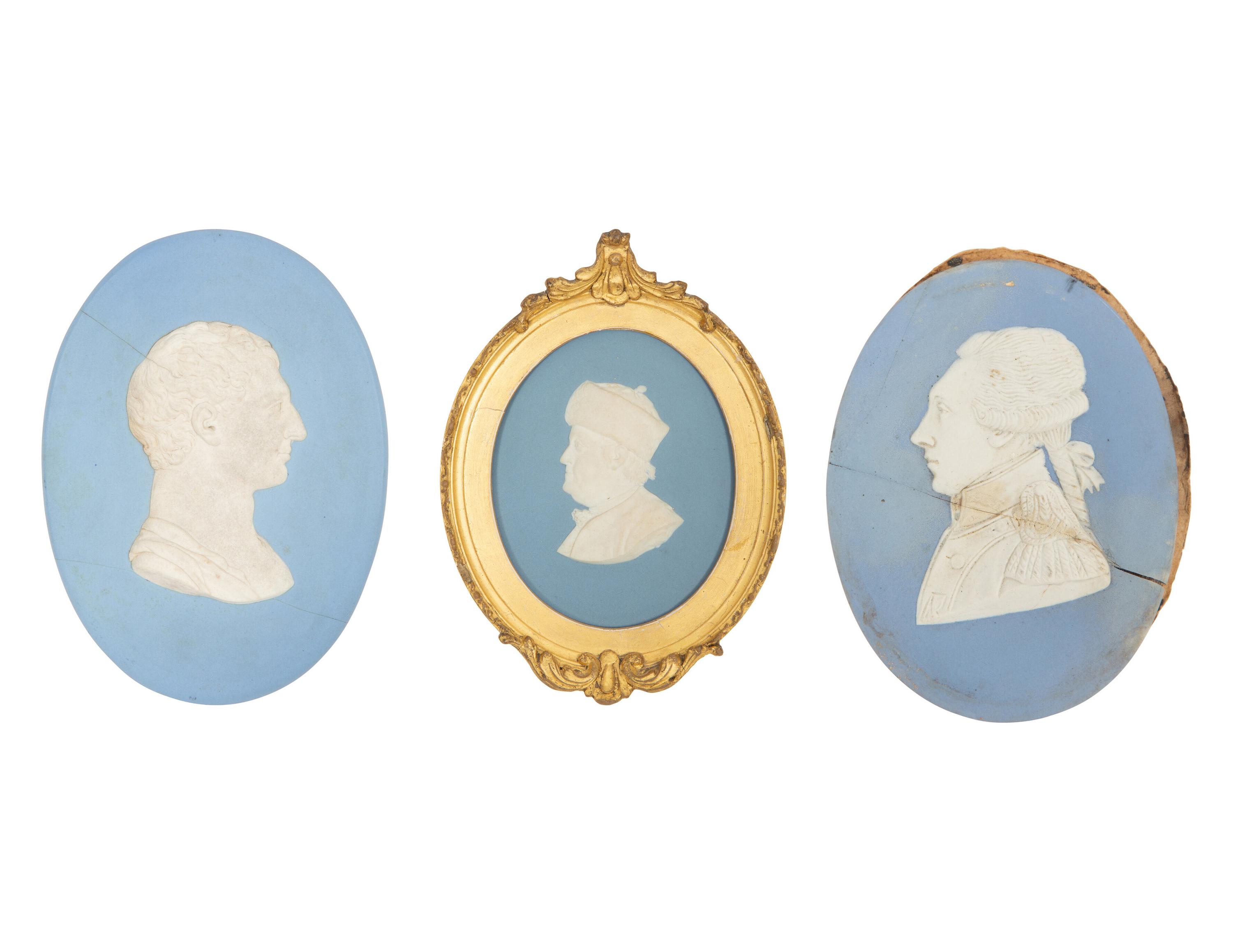 Three Wedgwood Japserware Portrait Plaques of Famous Americans