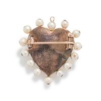 VICTORIAN, DIAMOND, PEARL AND ENAMEL HEART PENDANT/BROOCH