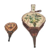 Two Carved and Painted Decorated Wood and Leather Bellows
