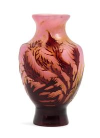 Emile Galle, (French, 1846-1904), a cameo glass cabinet vase, with seaweed decoration