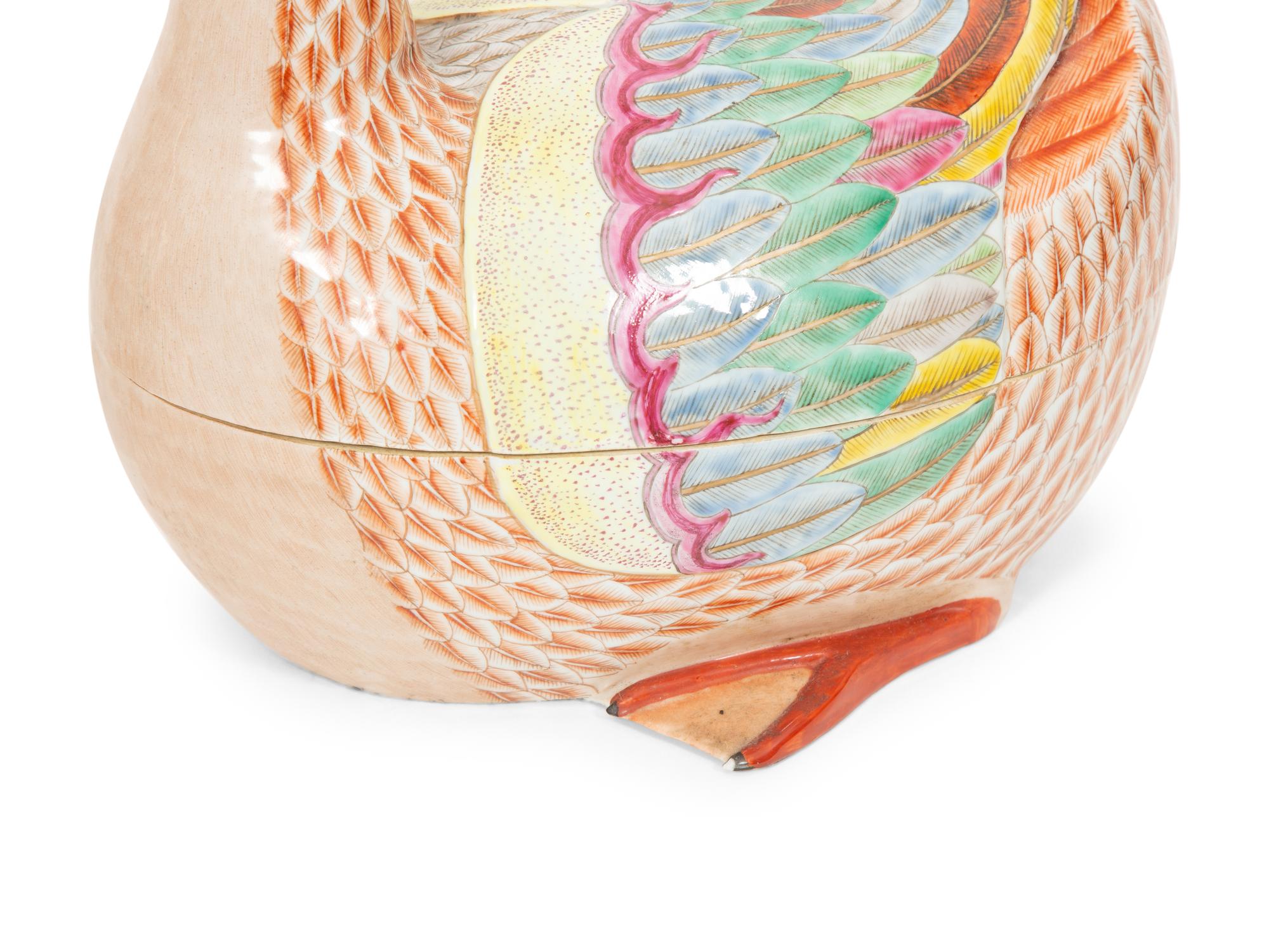 A Pair of Chinese Export Porcelain Crane-Form Tureens