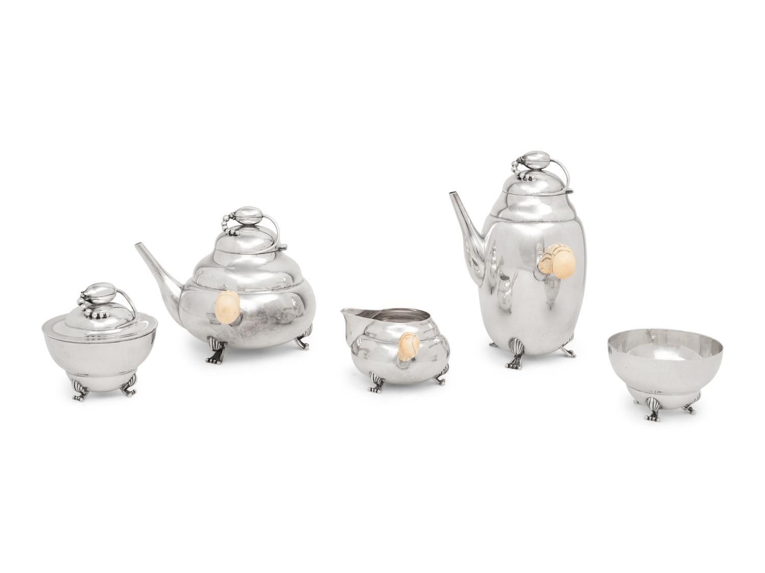 A Mexican Silver Five-Piece Tea and Coffee Service