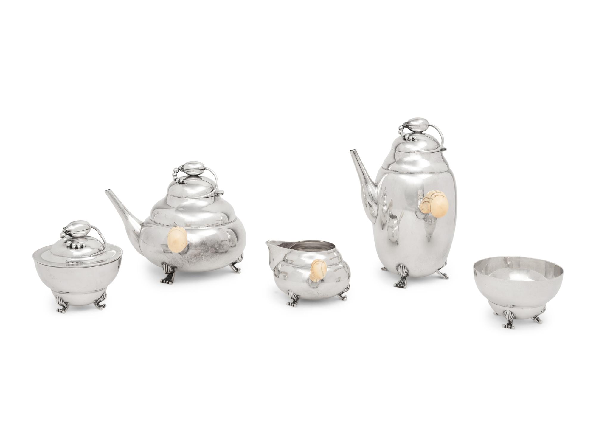 A Mexican Silver Five-Piece Tea and Coffee Service