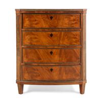 A Russian or Baltic Neoclassical Brass Mounted Mahogany Chest of Drawers
