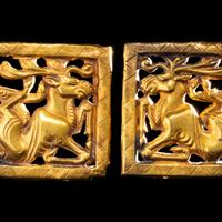 A Pair of Eurasian Gold Plaques with Stags