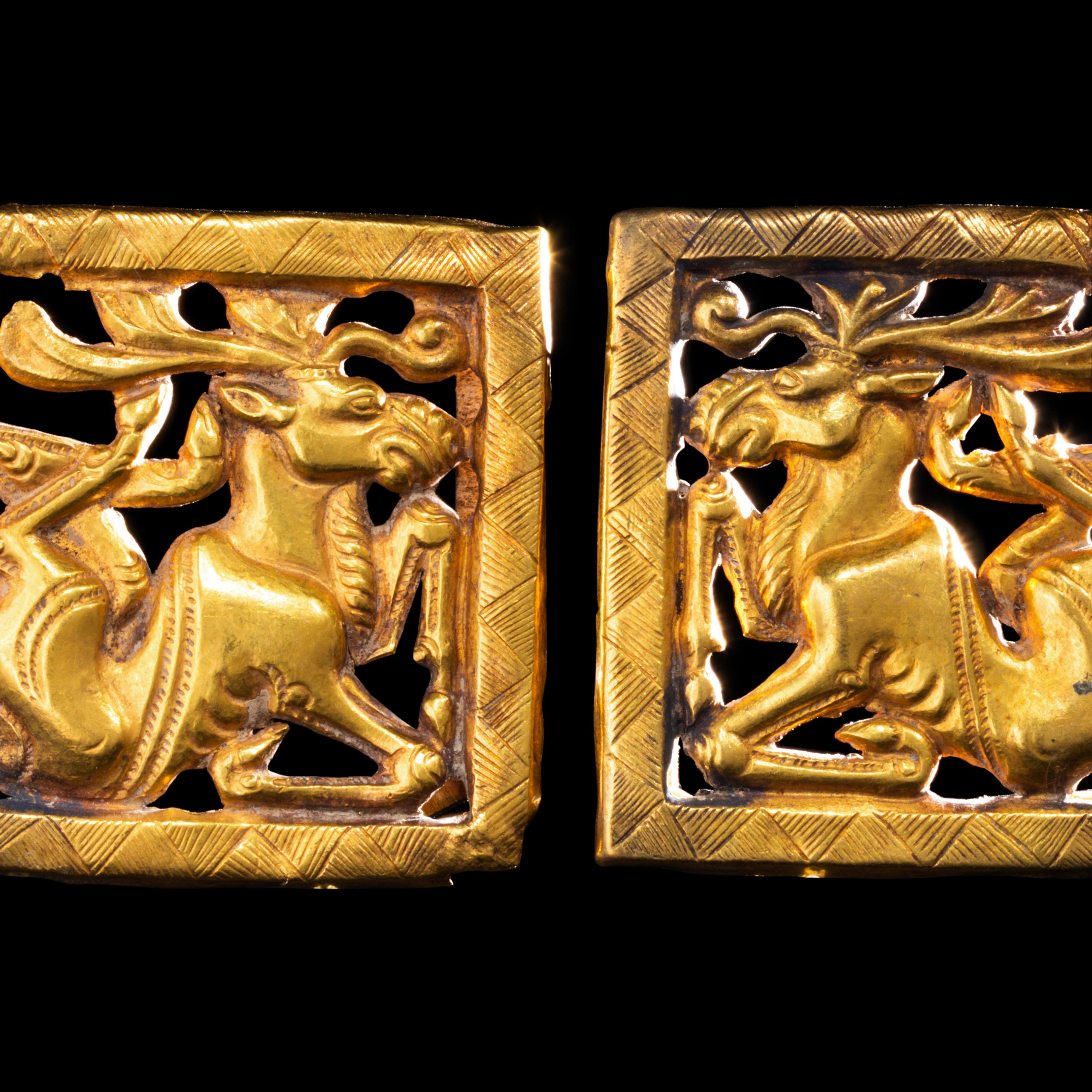 A Pair of Eurasian Gold Plaques with Stags