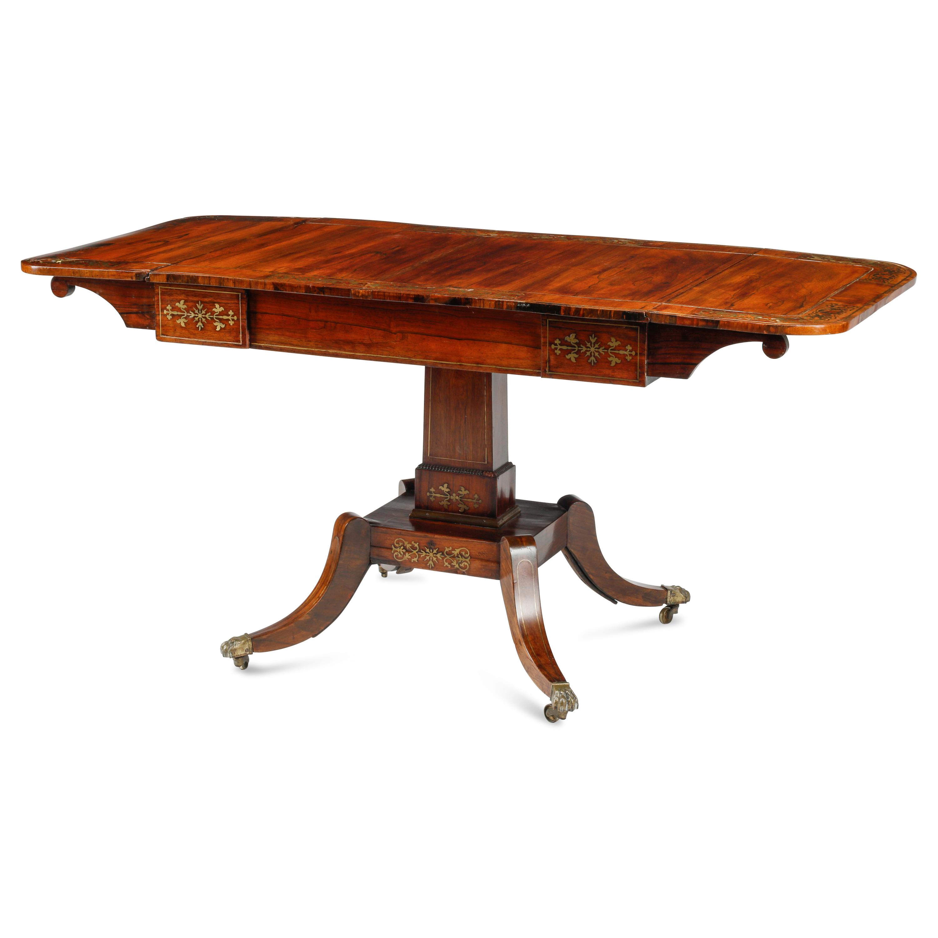 A Regency Mahogany and Brass-Inlaid Sofa Table