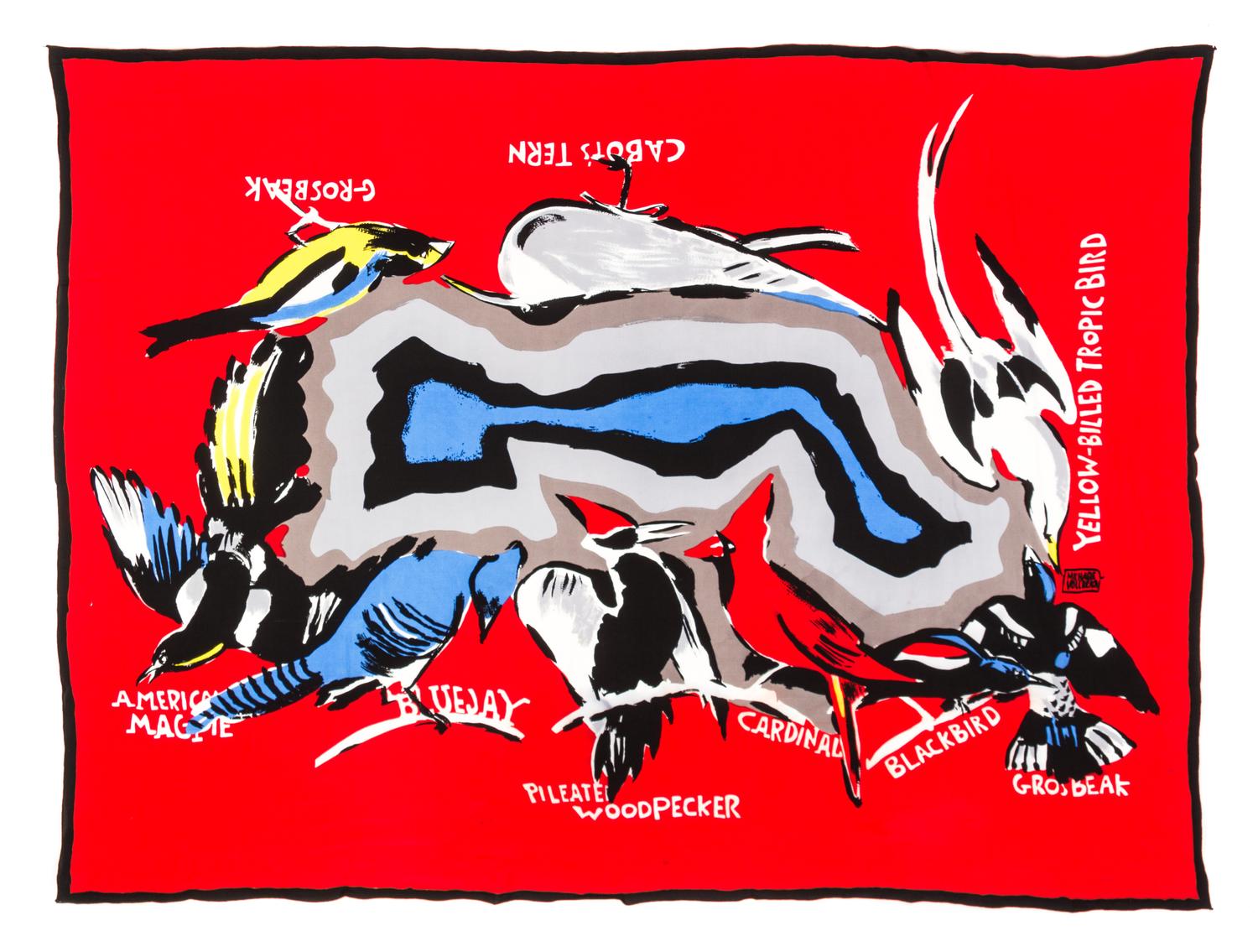 A Michaele Vollbracht Silk Scarf, 51 1/2 x 40 1/2 inches.
