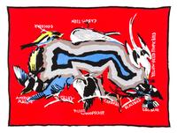 A Michaele Vollbracht Silk Scarf, 51 1/2 x 40 1/2 inches.