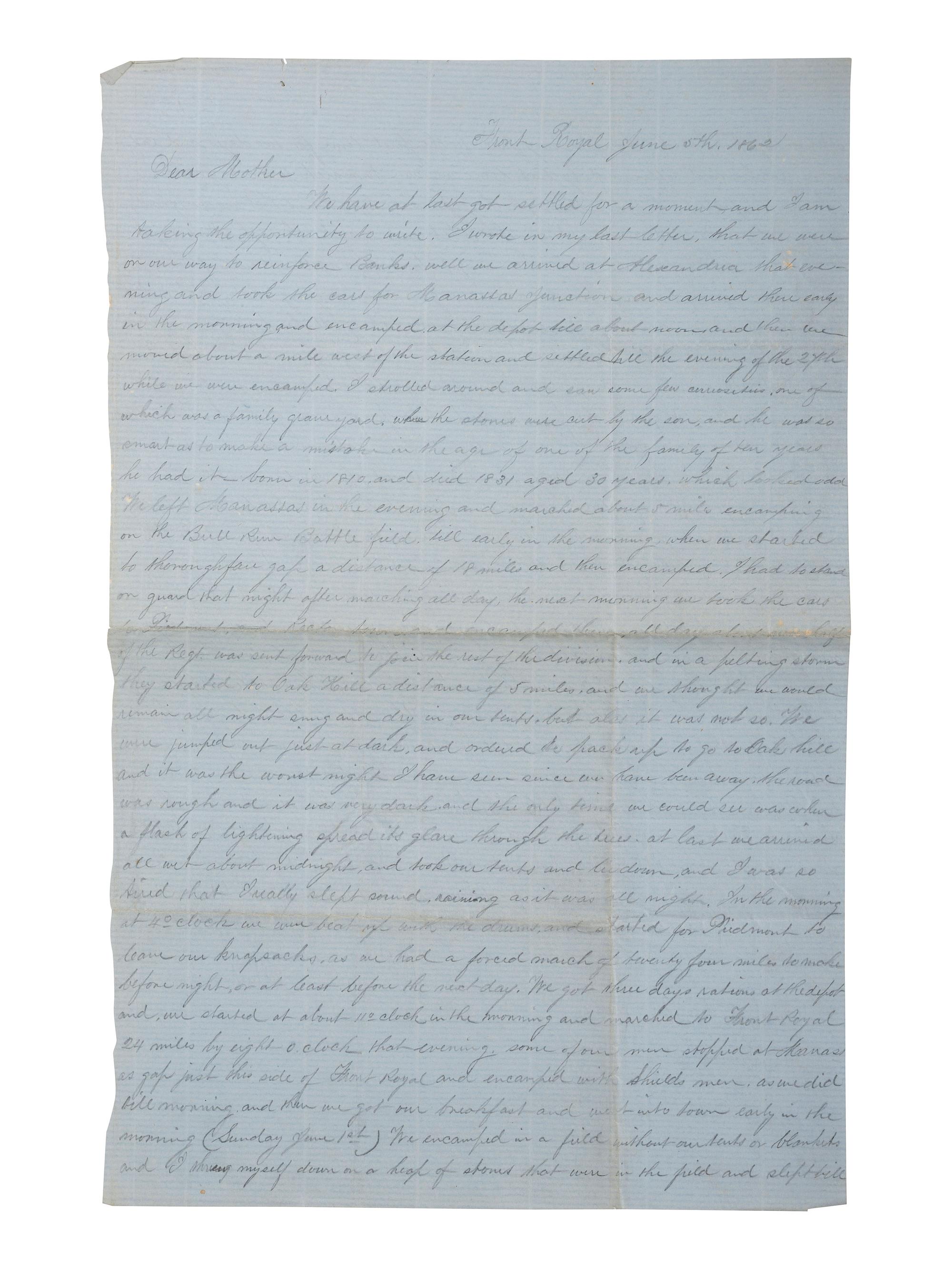 [CIVIL WAR]. Archive related to Albert Campbell Johnston and Nathaniel Dillhorn, 90th Pennsylvania Volunteers, incl. letter detailing the Battle of Cedar Mountain.