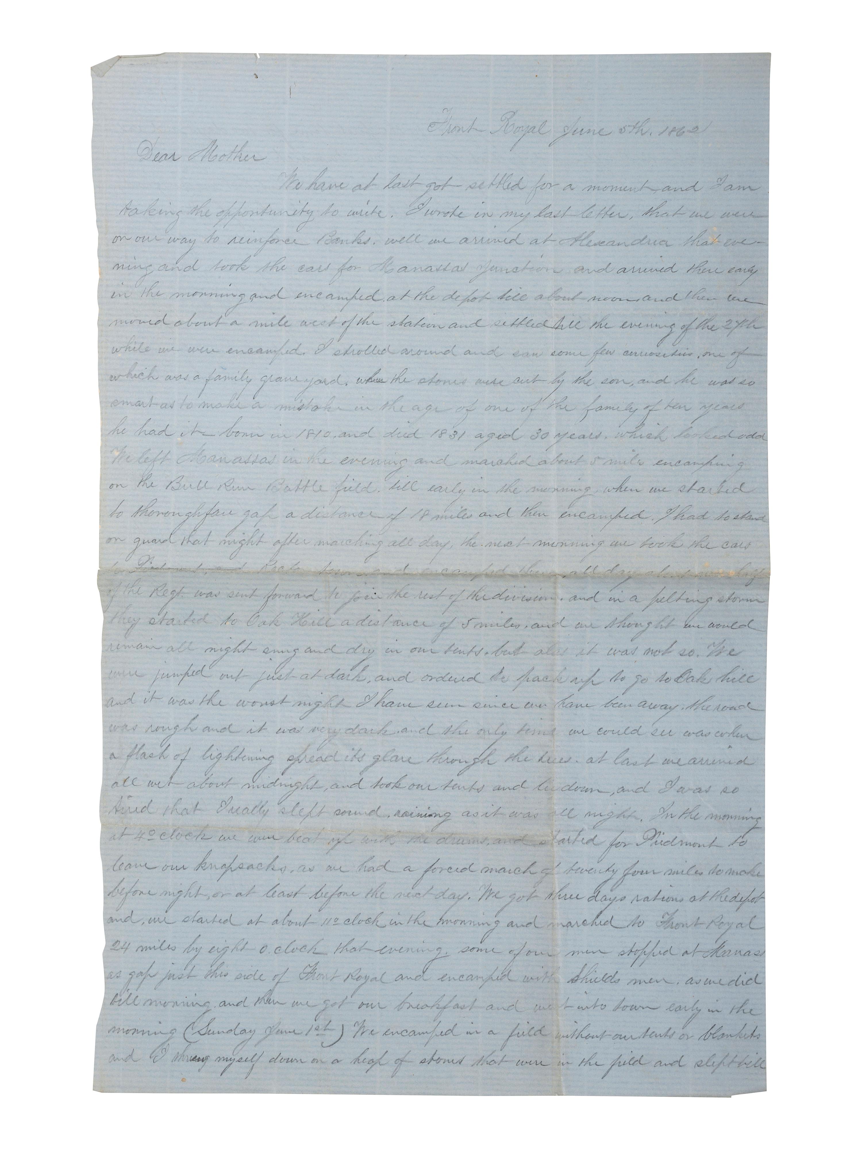 [CIVIL WAR]. Archive related to Albert Campbell Johnston and Nathaniel Dillhorn, 90th Pennsylvania Volunteers, incl. letter detailing the Battle of Cedar Mountain.