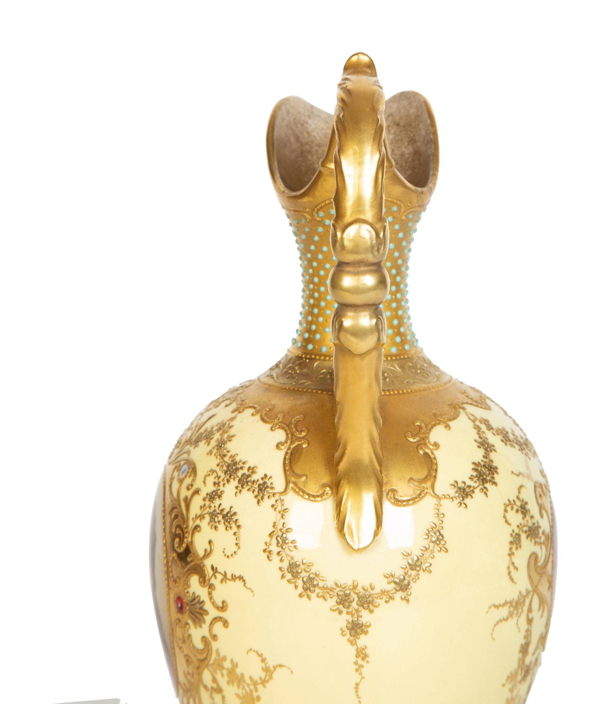 A Coalport Gilt Decorated Porcelain Ewer