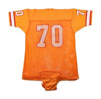 A Vintage 1970-80s Tampa Bay Buccaneers Game Issued "Creamsicle" Football Jersey and Group of Signed Autograph Items,
