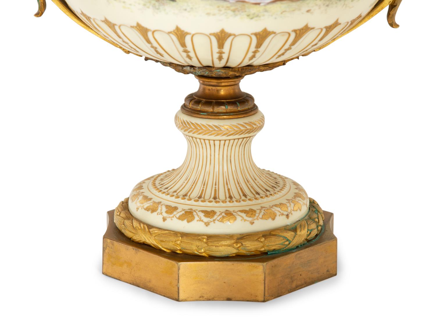 A Gilt Bronze Mounted Sèvres Porcelain Urn
