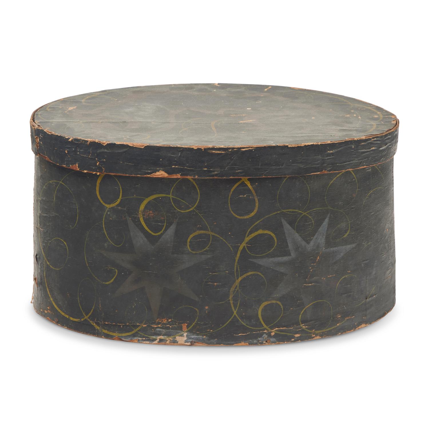A Painted Paper Covered Hat Box