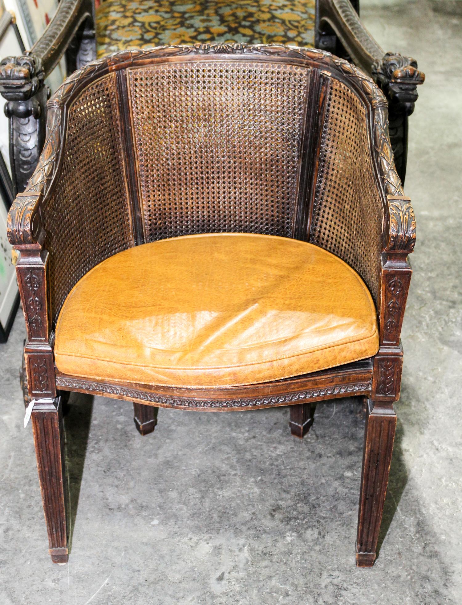 A Louis XVI Style Gondola Chair Height 28 inches.