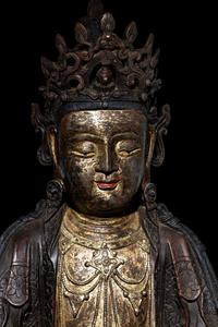 A Chinese Parcel Gilt Bronze Figure of Guanyin