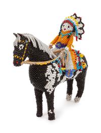 Zuni Beaded Warrior on Horseback