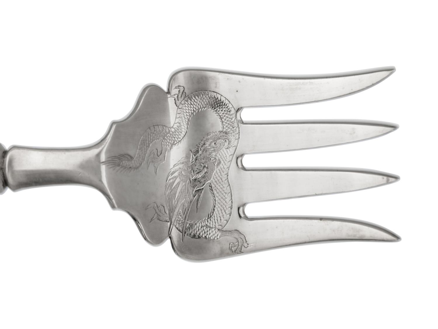 A Set of Chinese Export Silver Fish Fork and Knife
