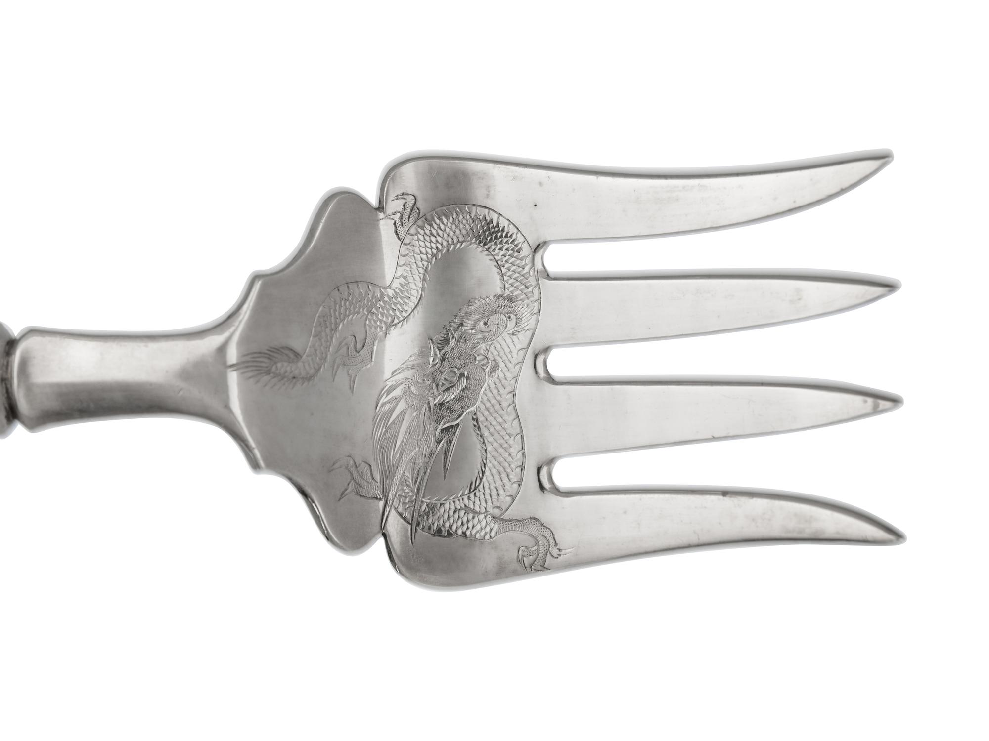 A Set of Chinese Export Silver Fish Fork and Knife