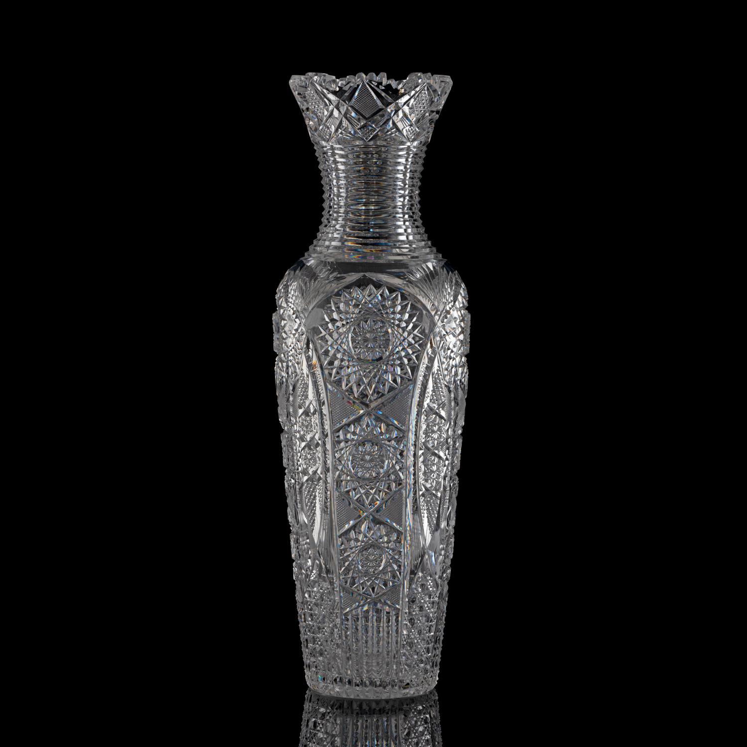 A Brilliant-Period Cut Glass Baluster Vase with Hobstars