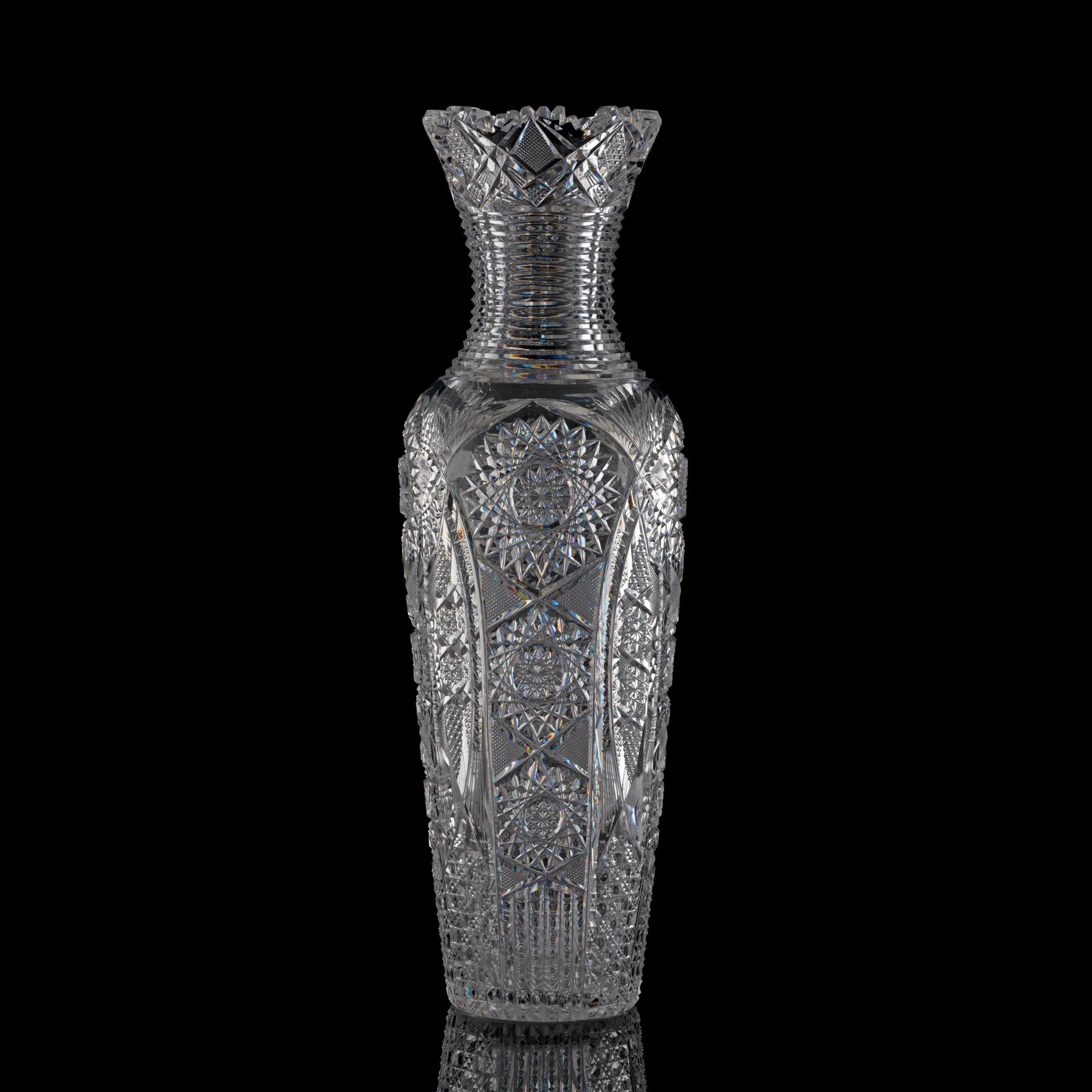 A Brilliant-Period Cut Glass Baluster Vase with Hobstars
