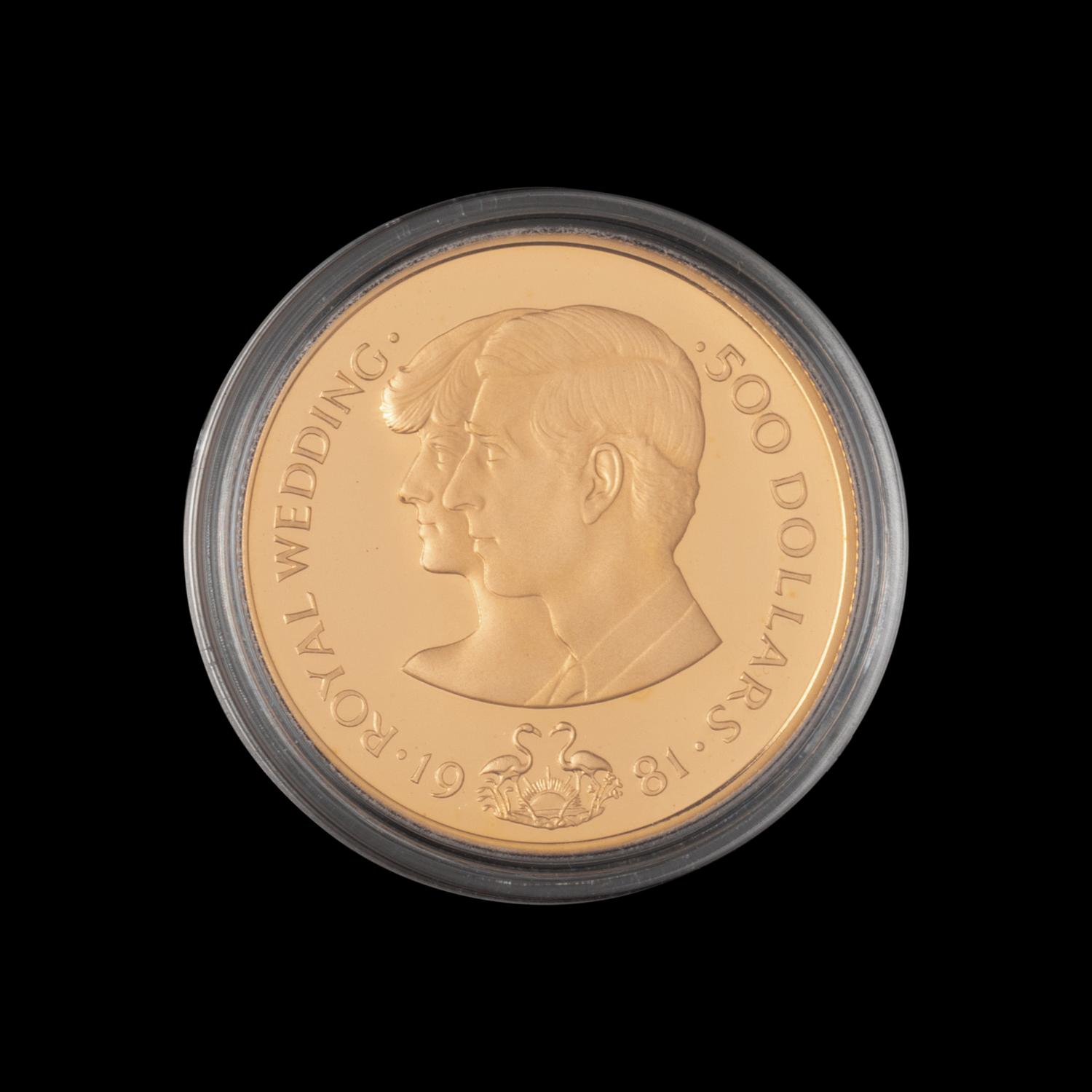 [BAHAMAS] A 1981 Prince Charles and Lady Diana Royal Wedding Commemorative $500 Gold Proof Coin