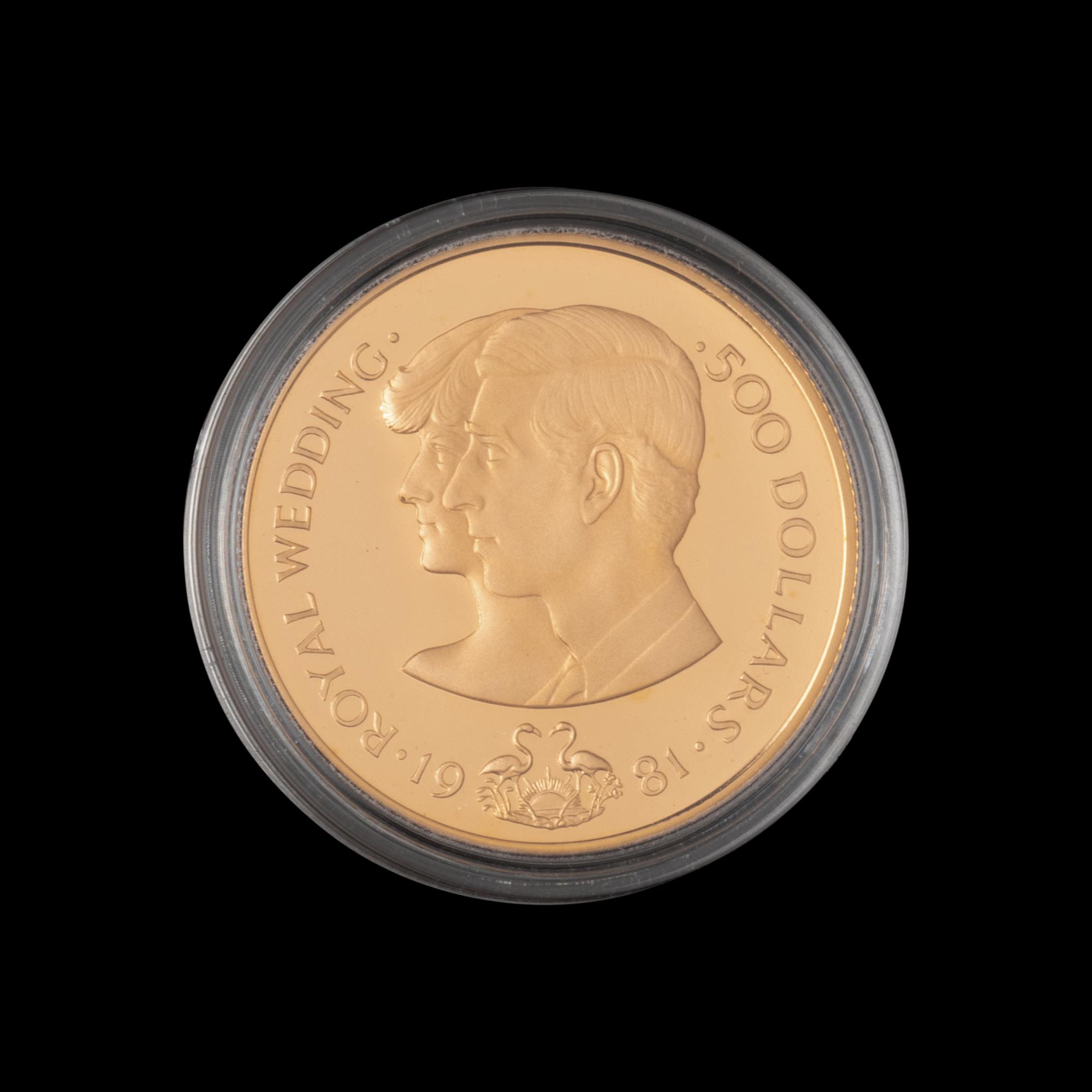 [BAHAMAS] A 1981 Prince Charles and Lady Diana Royal Wedding Commemorative $500 Gold Proof Coin