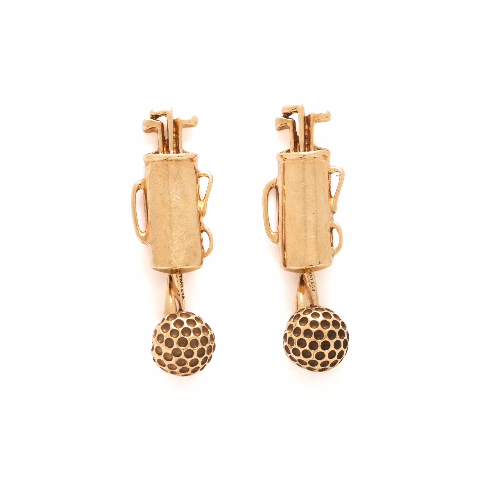 TIFFANY & CO., YELLOW GOLD GOLF CUFFLINKS