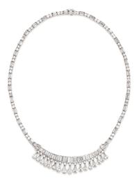 A Platinum and Diamond Fringe Necklace, 40.20 dwts.