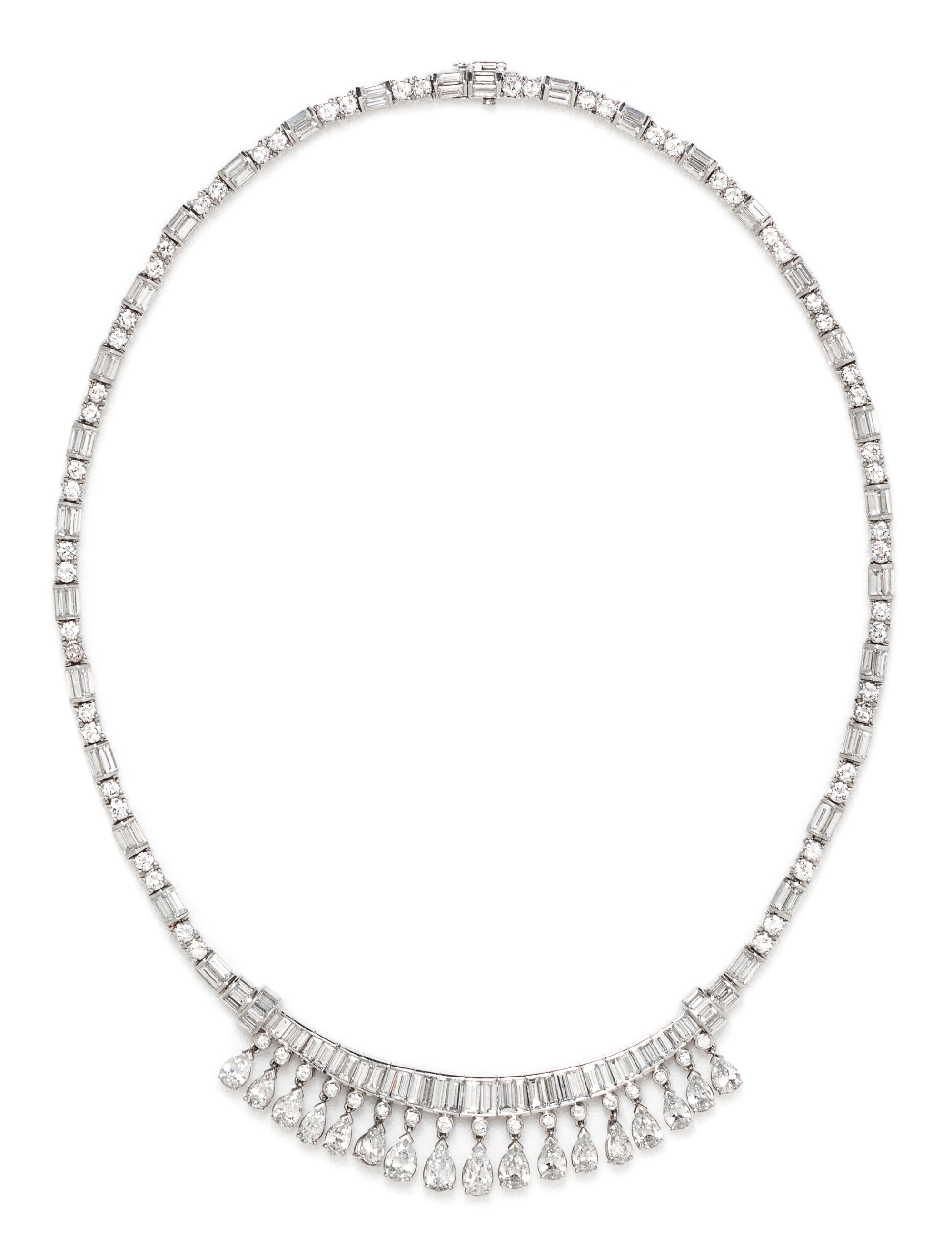 A Platinum and Diamond Fringe Necklace, 40.20 dwts.