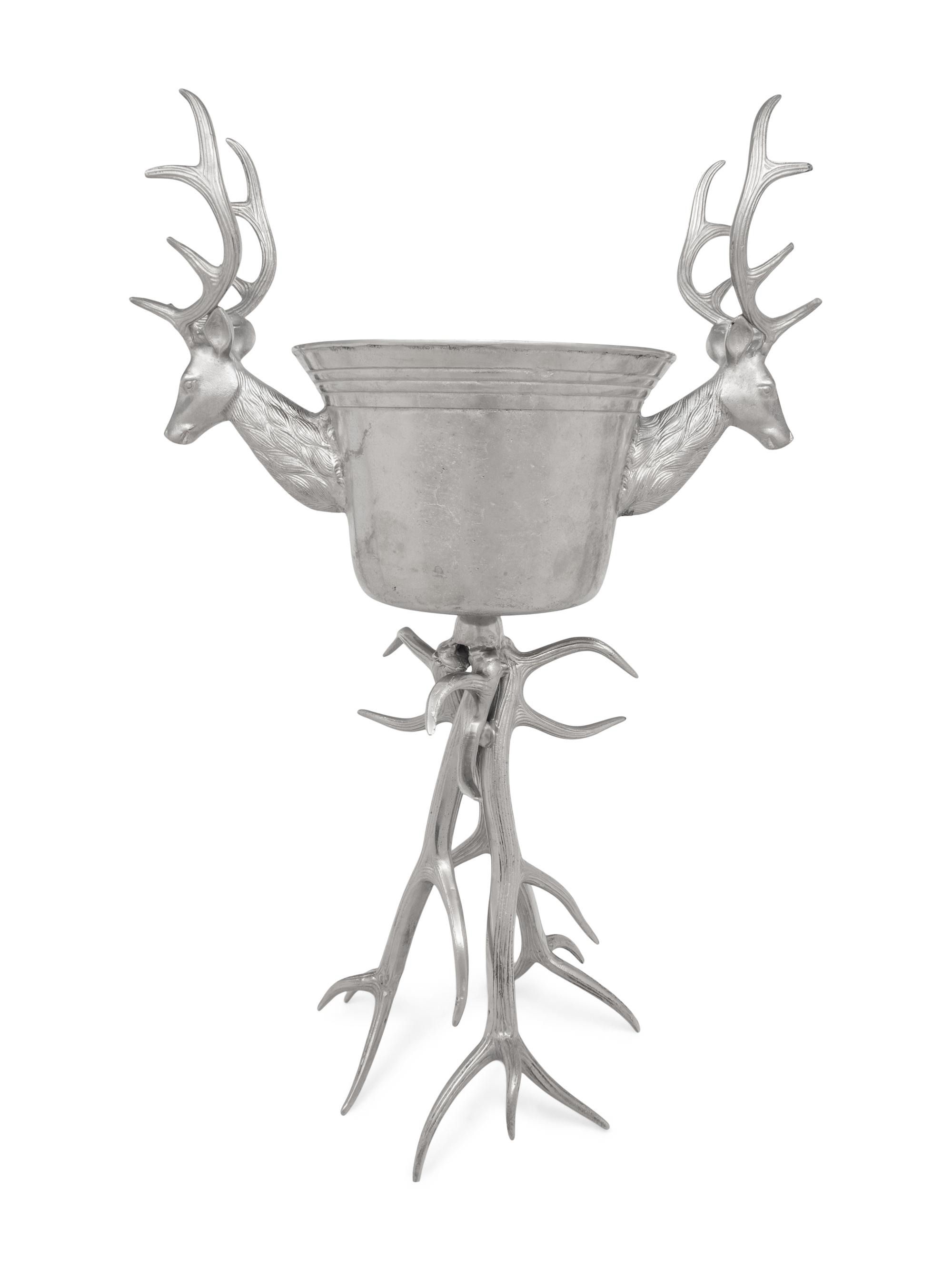 Three Stag-Theme Cast Metal Bottle Coolers