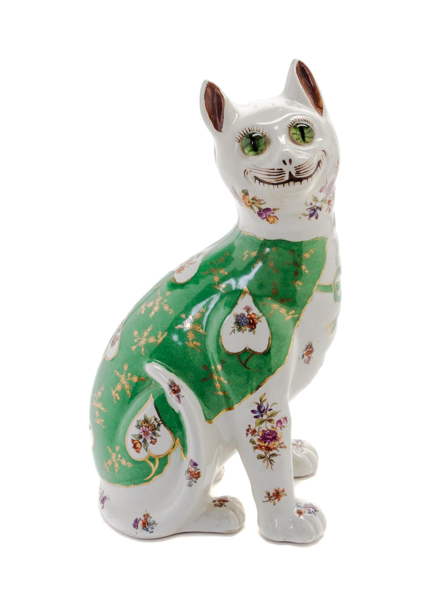 A Glazed Pottery Model of a Seated Cat Height 13 1/2 inches. — LATE 19TH/EARLY 20TH CENTURY