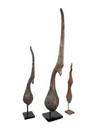 A Group of Three Carved and Gessoed Wood Shofas