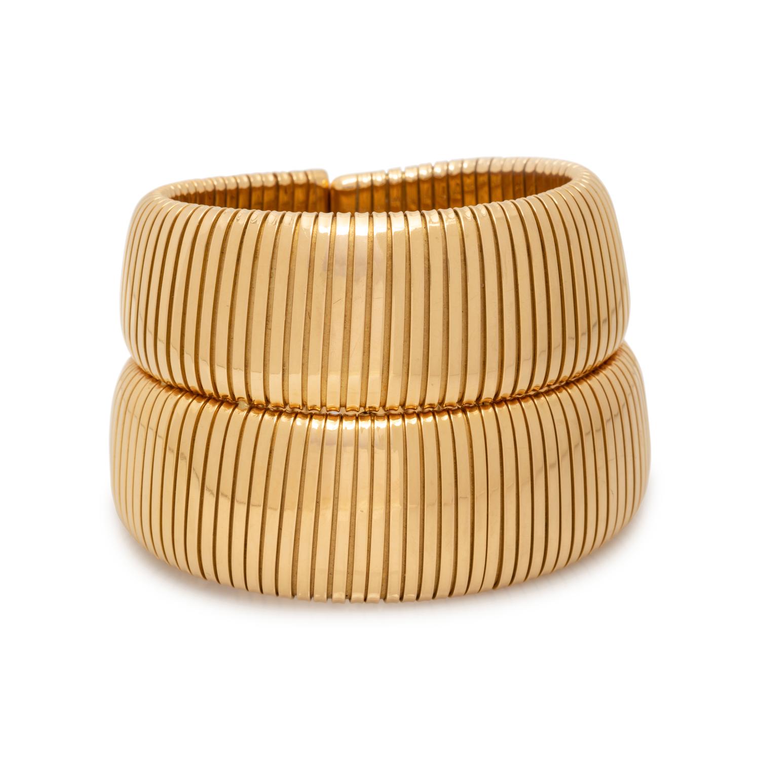 CARLO WEINGRILL, YELLOW GOLD CUFF BRACELET