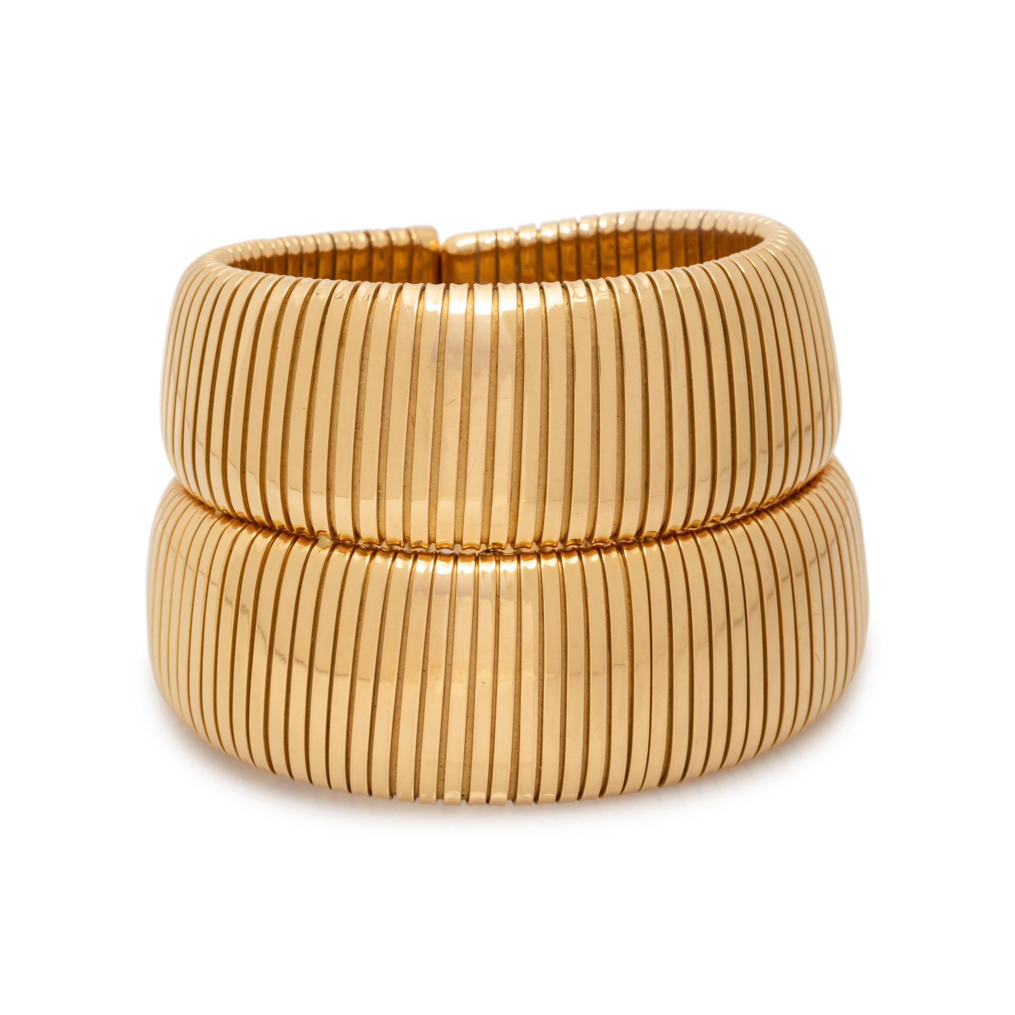 CARLO WEINGRILL, YELLOW GOLD CUFF BRACELET