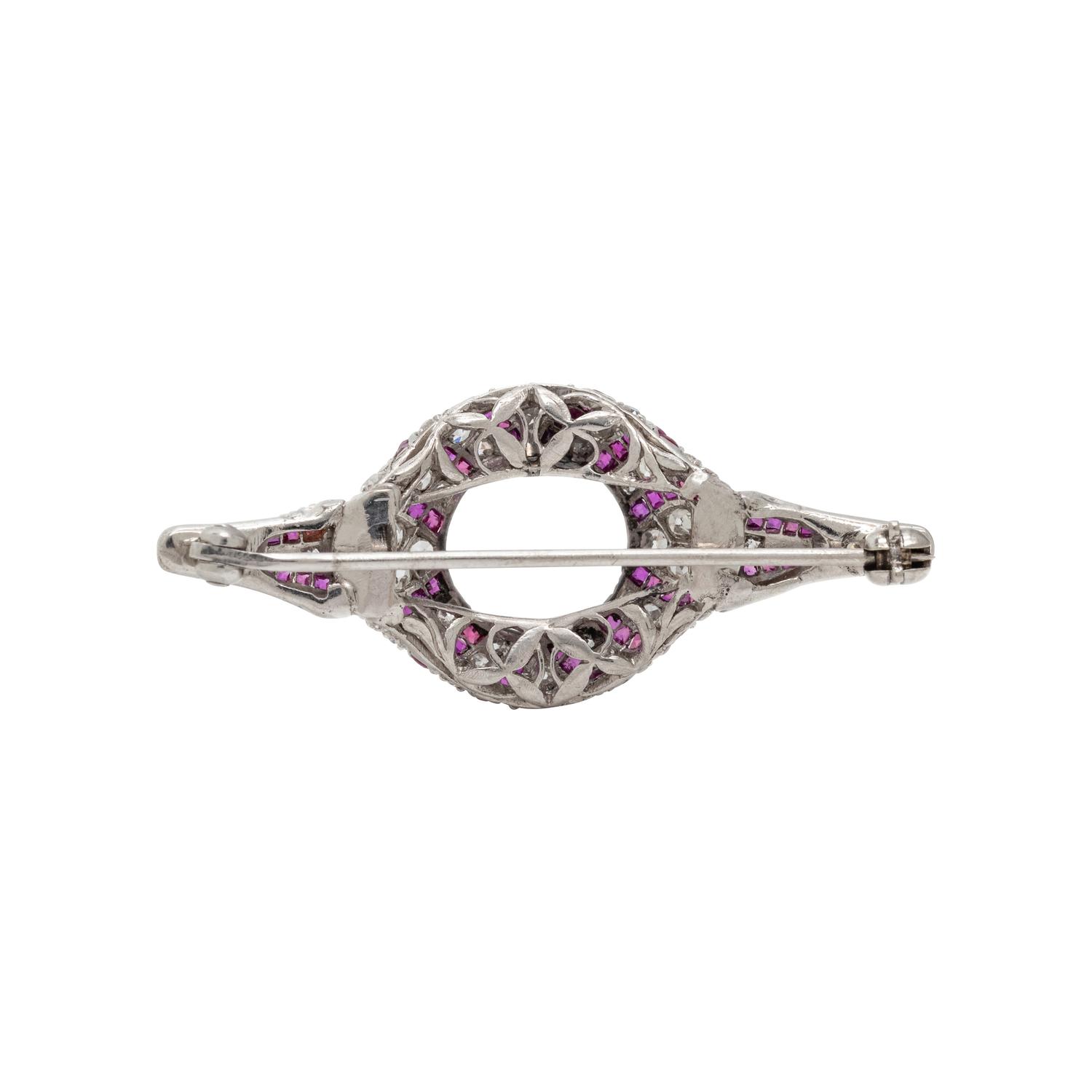 ANTIQUE, DIAMOND AND RUBY BROOCH