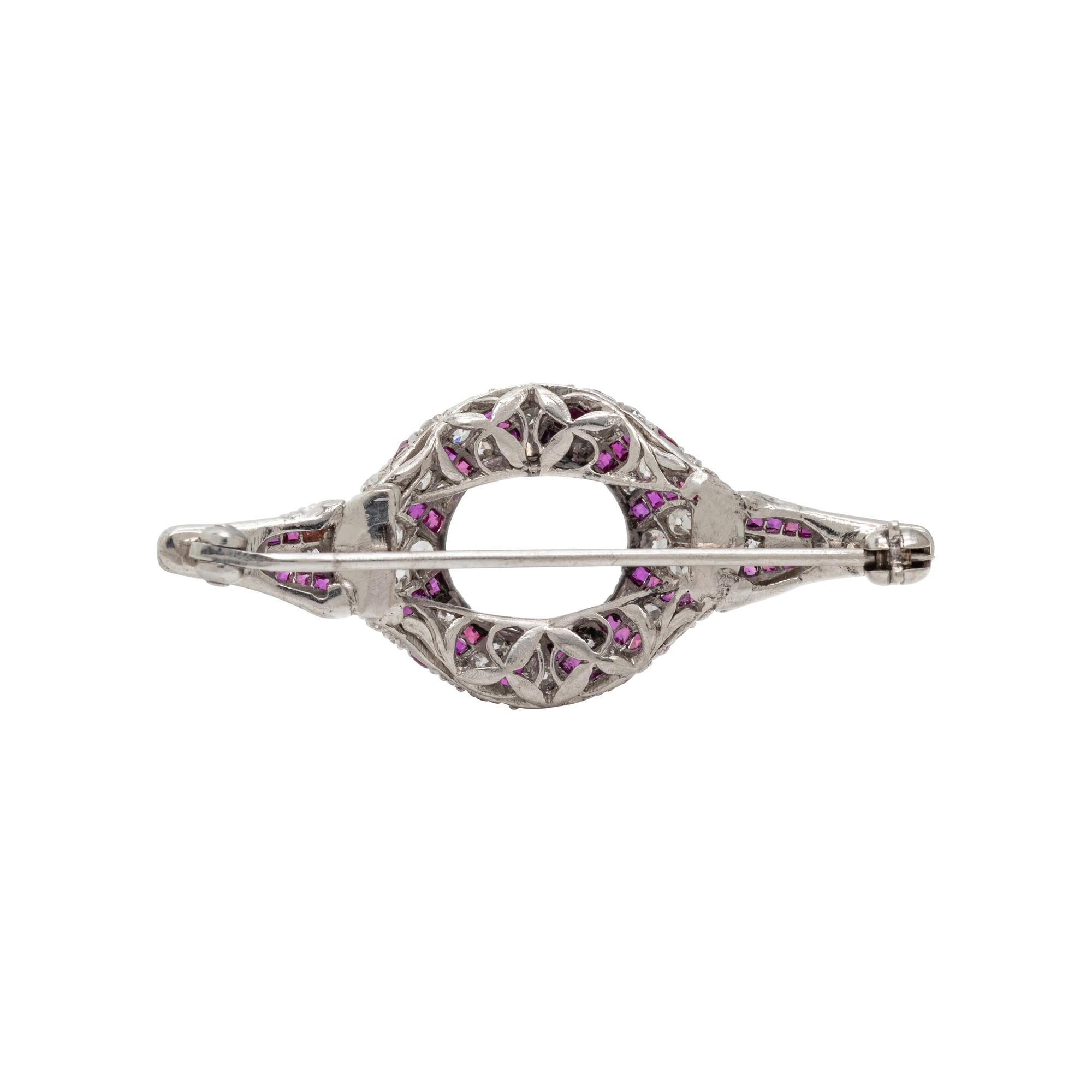 ANTIQUE, DIAMOND AND RUBY BROOCH