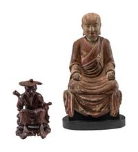 Two Chinese Carved Wood Figures