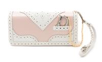 A Christian Dior Pink and White Wristlet Handbag, 8.5" x 4" x 2".