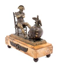An Empire Style Gilt Bronze and Marble Figural Mantel Clock
