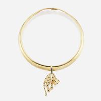 A diamond and sapphire gold necklace