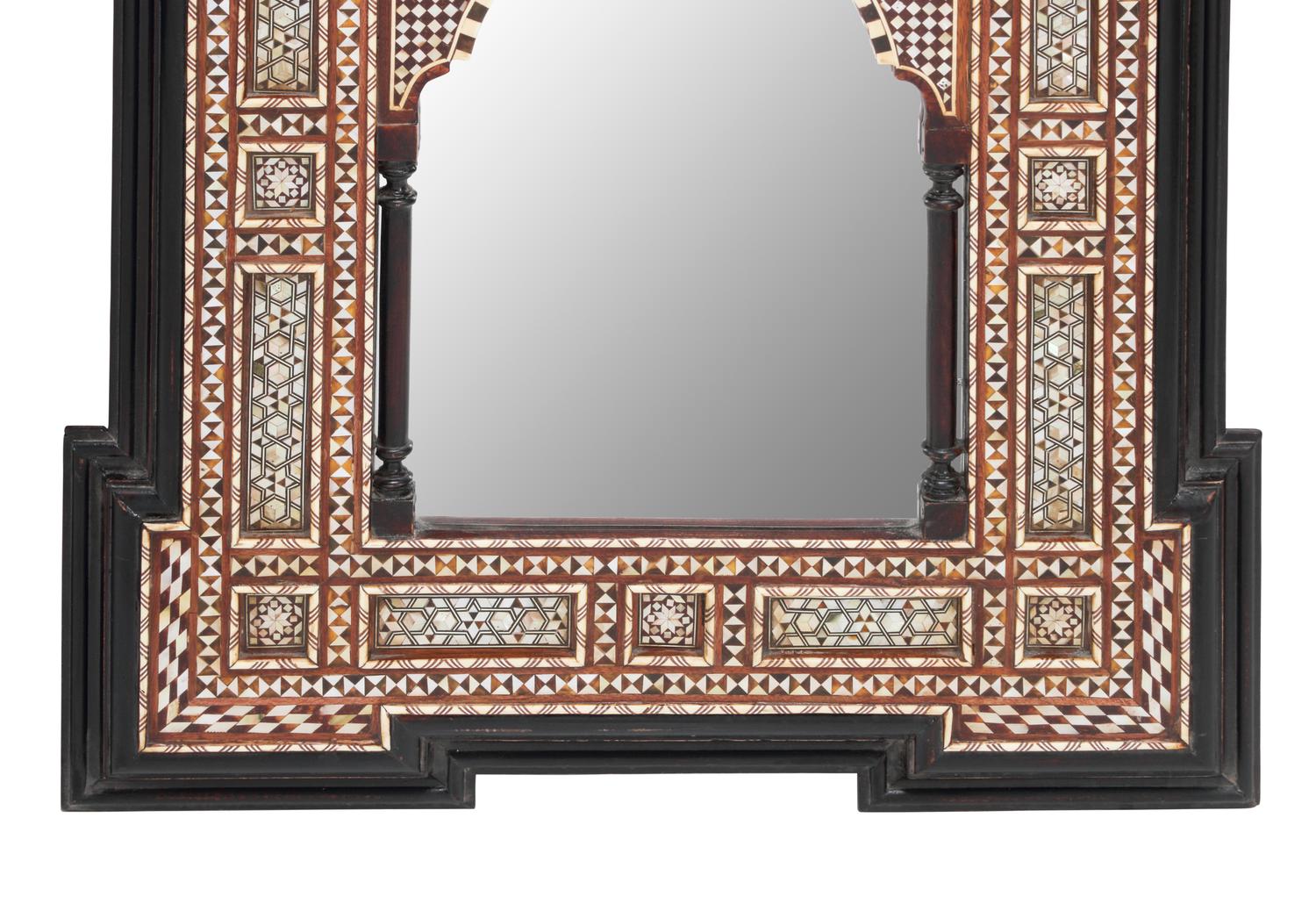 A Pair of Moorish Style Marquetry Mirrors