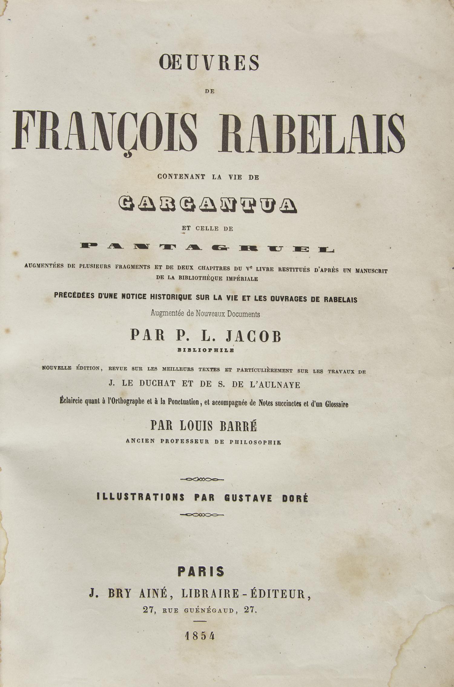 [Sendak, Maurice] [Dore, Gustave] Oeuvres de Francois Rabelais...